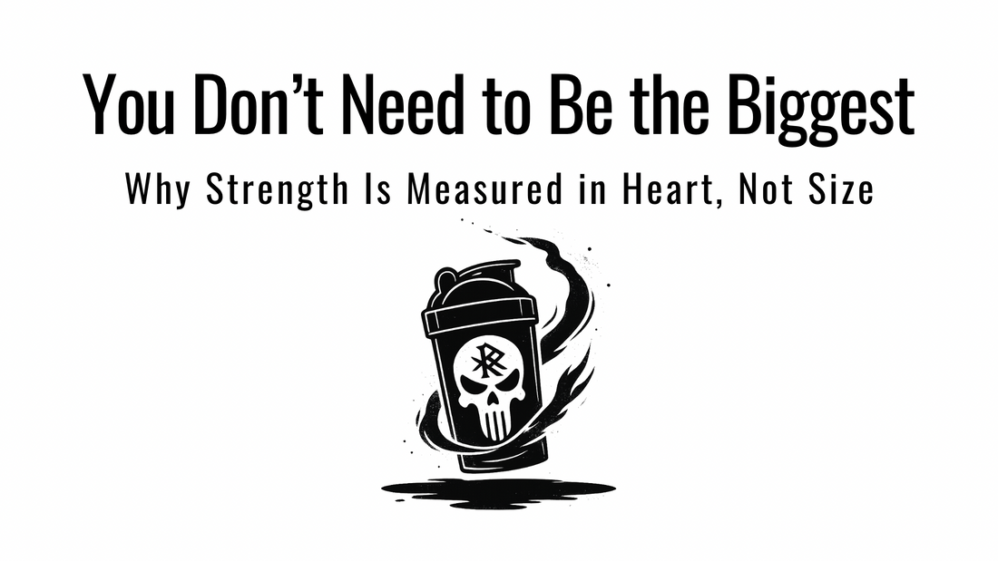 Inspiring quote graphic highlighting the theme The Biggest Heart in the Room about strength and character over size